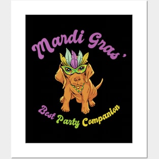 Mardi Gras Carnival Golden Retriever Party Costume Posters and Art